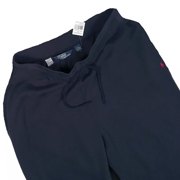 NEW Vintage Polo Ralph Lauren Mens Sweatpants! XXL Navy Rib Knit Red Polo Player - Picture 2 of 2